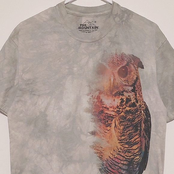 The Mountain Men's Forest Owl Light Sage Green SS Graphic T-shirt EUC Size M - Picture 4 of 10